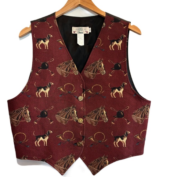 Orvis Vintage Equestrian Hunting Tapestry Vest Made in the USA Size Large - Picture 1 of 5